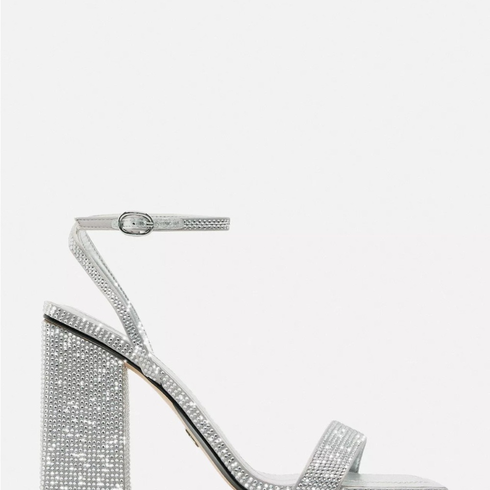 Zara Silver Heels with Rhinestone Embellishment